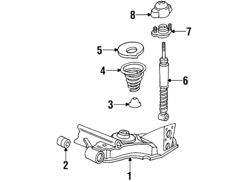 1993 Pontiac Sunbird Rear Axle, Stabilizer Bar, Suspension Components Diagram 2 - Thumbnail