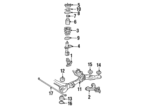 1985 Cadillac Fleetwood Front Suspension Components, Lower Control Arm, Stabilizer Bar Diagram