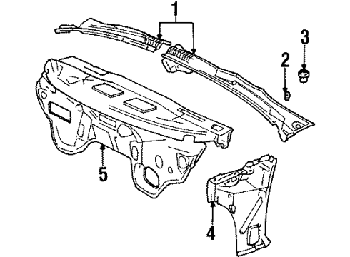 2000 Cadillac Catera Deflector,Plenum Water (RH) Diagram for 9143292