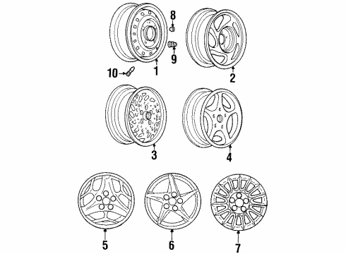 1998 Pontiac Grand Prix Wheel Rim Assembly,16X6.5 *White Diagram for 12362296