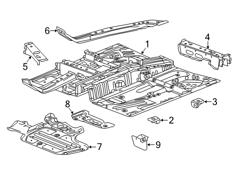 2016 Chevy Malibu Pillars, Rocker & Floor - Floor & Rails Diagram