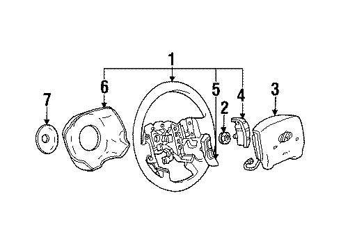 2002 Oldsmobile Aurora Steering Column, Steering Wheel Diagram 3 - Thumbnail