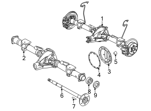 2008 Hummer H3 Axle Housing - Rear Diagram