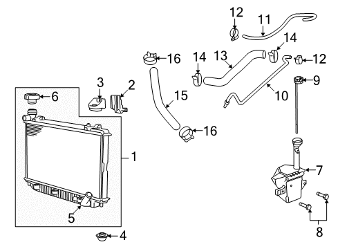 2009 Pontiac G8 Inlet Radiator Coolant Hose Assembly Diagram for 92457865