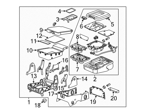 2016 Cadillac Escalade Armrest Assembly, Front Seat Center *Black Diagram for 84007733