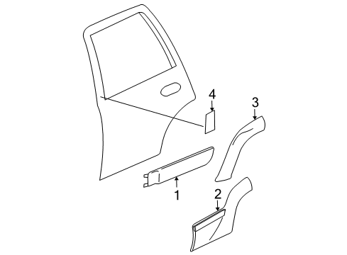 2004 Chevy Trailblazer Molding Assembly, Front Side Door Lower *Dark Spir Gray Diagram for 15163372