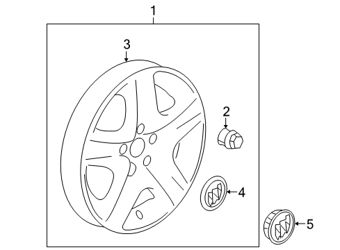 2010 Buick LaCrosse Wheel Trim Cover Assembly Diagram for 9598719