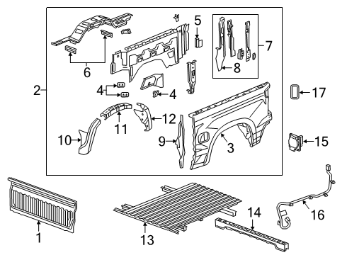 2020 Chevy Silverado 1500 Pick Up Box Components Diagram