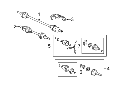 2007 Saturn Ion Front Wheel Drive Shaft Assembly Diagram for 10382154