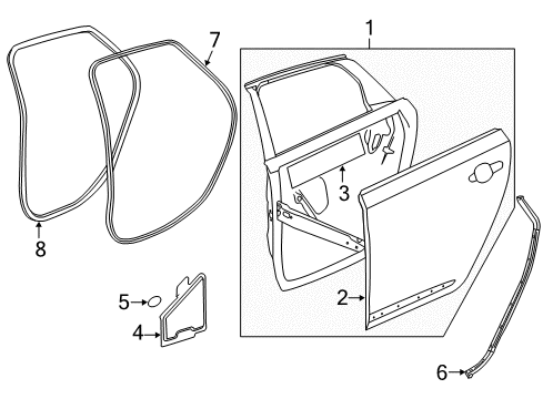 2016 Chevy Impala Panel Assembly, Rear Side Door Outer Diagram for 84113600