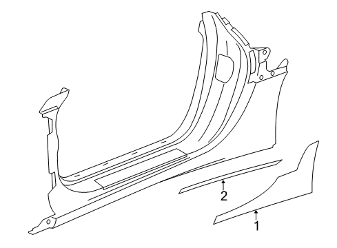 2018 Chevy Corvette Exterior Trim - Pillars, Rocker & Floor Diagram