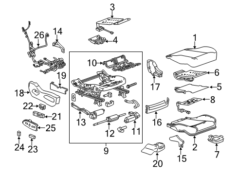 2013 Cadillac SRX Cover,Passenger Seat Cushion Diagram for 22850186