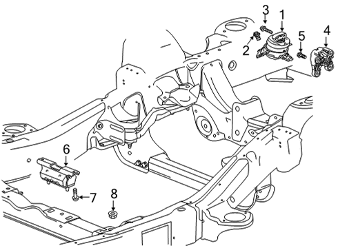 2023 Cadillac Escalade ESV Engine & Trans Mounting Diagram 1 - Thumbnail