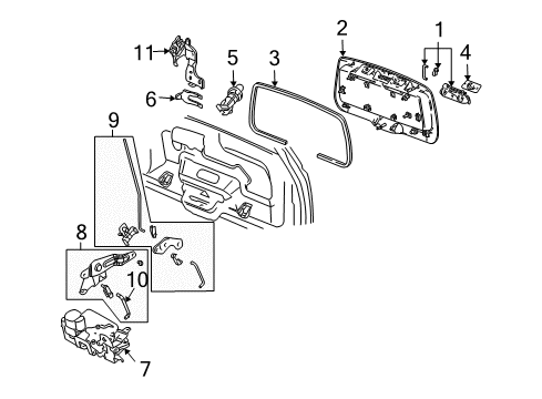 2006 Buick Rainier Lift Gate - Lock & Hardware Diagram