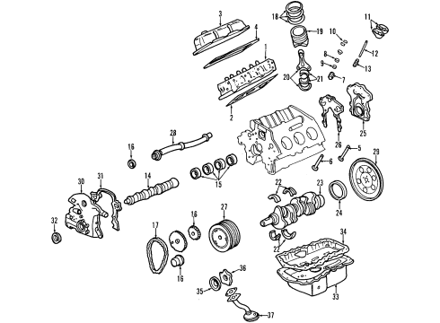 2000 Pontiac Firebird Seal Asm,Exhaust Valve Stem Oil Diagram for 88891775