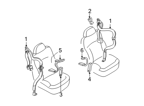 1998 Chevy Blazer Passenger Seat Belt Kit (Retractor Side) *Graphite Diagram for 89023933