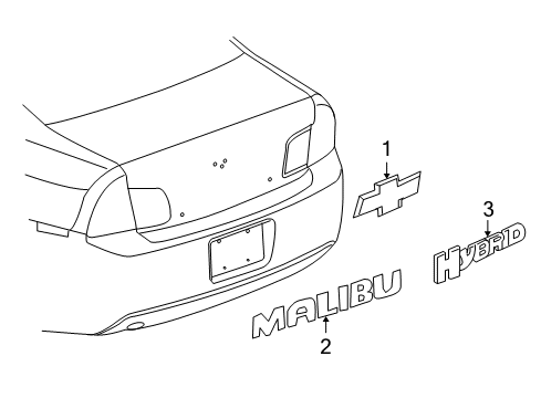 2008 Chevy Malibu Exterior Trim - Trunk Lid Diagram 2 - Thumbnail