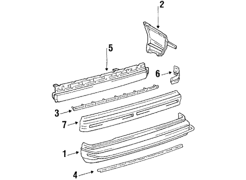 1985 Chevy Nova Rear Bumper Cover Diagram for 16513624