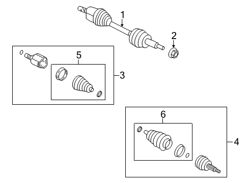 2014 Cadillac SRX Drive Axles - Front Diagram