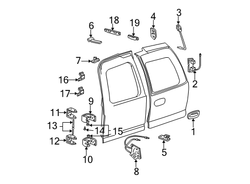 2000 Chevy Tahoe Shutter,Rear Door Lock Cyl Diagram for 12476271