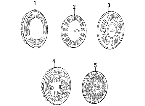 1988 Chevy Celebrity Wheel Trim Cover Assembly Diagram for 10047641