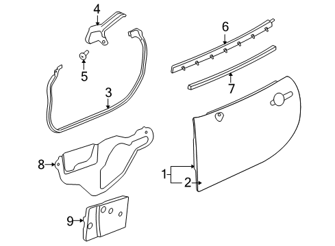 2009 Pontiac Solstice Front Side Door Window Regulator Assembly Diagram for 20897021