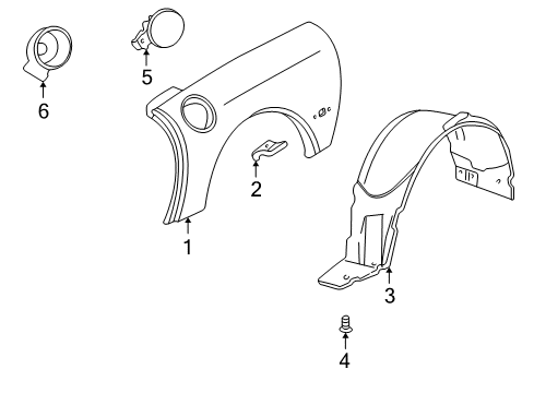 2002 Chevy Corvette Quarter Panel & Components Diagram