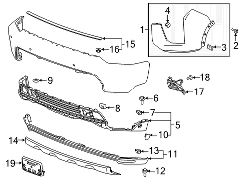 2023 Chevy Silverado 3500 HD Exterior Trim - Front Bumper Diagram