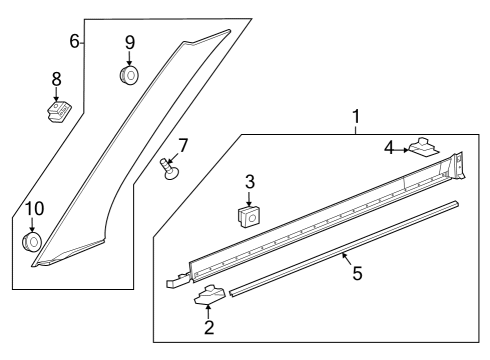 2022 Chevy Blazer Applique Assembly, Body Si Upr Frt *Black Diagram for 84588762