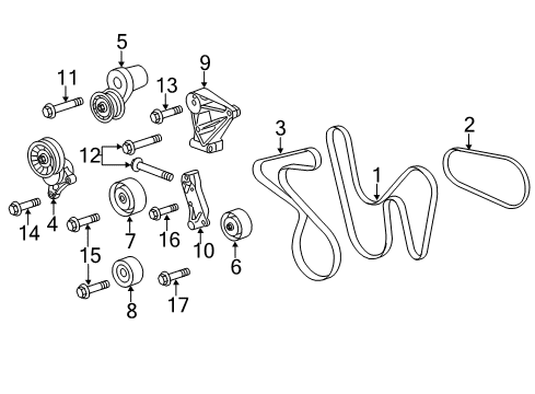 2014 Cadillac CTS Tensioner Assembly, Drive Belt Diagram for 12647765