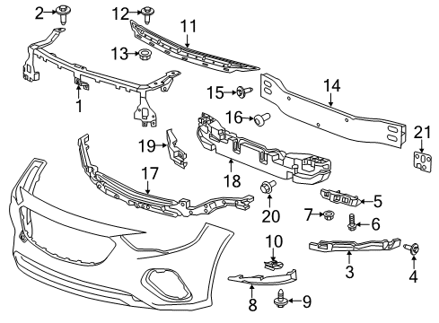 2018 Buick Regal Sportback Bracket, Front Bpr Fascia Lwr Stfnr Diagram for 39144694