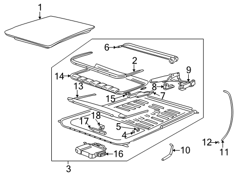 2000 Saturn LS Motor Asm,Sun Roof Actuator Diagram for 22697598