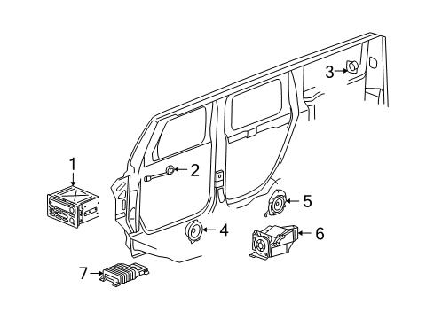 2007 Hummer H2 Radio Assembly, Amplitude Modulation/Frequency Modulation Stereo & Audio Disc Player Diagram for 15806581