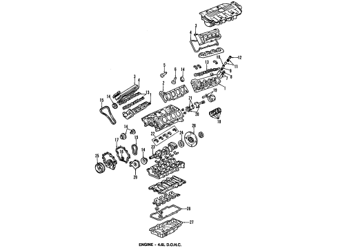 1994 Cadillac Eldorado Engine Parts, Mounts, Cylinder Head & Valves, Camshaft & Timing, Oil Pan, Oil Pump, Crankshaft & Bearings, Pistons, Rings & Bearings Diagram