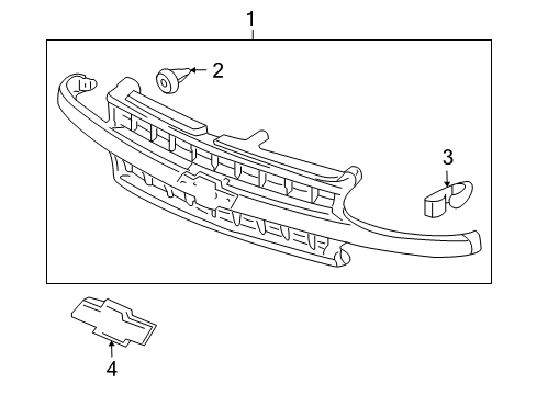 2005 Chevy Tahoe Grille & Components Diagram