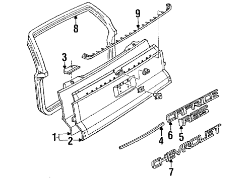 1993 Chevy Caprice Plate Assembly, Front Side Door Name Diagram for 10211739