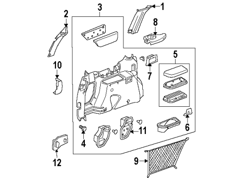 1997 Oldsmobile Silhouette PANEL, Rear Quarter Trim Diagram for 10259837