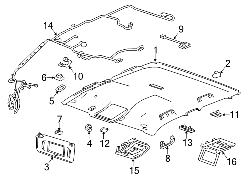 2014 GMC Sierra 1500 Panel Assembly, Headlining Trim *Grey R Diagram for 23101817