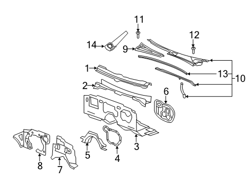 2012 Cadillac CTS Panel Assembly, Air Inlet Grille Diagram for 25892885