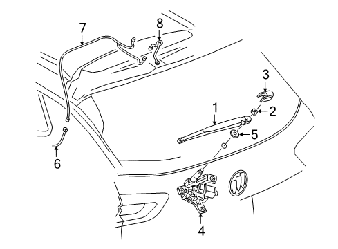 2019 Buick Regal TourX Lift Gate - Wiper & Washer Components Diagram