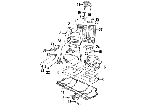 1997 Cadillac Catera KNOB, Rear Compartment Floor Diagram for 90541649