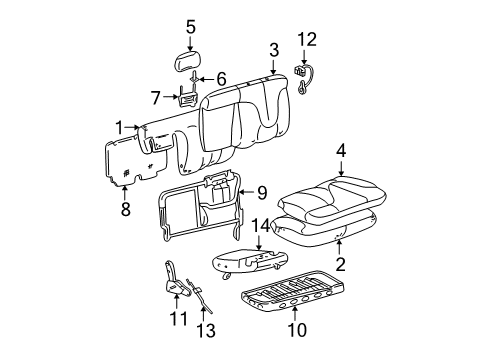 2002 GMC Yukon XL 1500 Pad,Rear Seat Back Cushion Diagram for 12477353