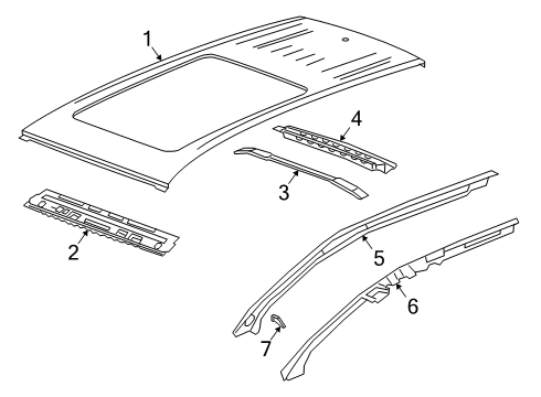 2021 Cadillac XT6 Roof & Components Diagram