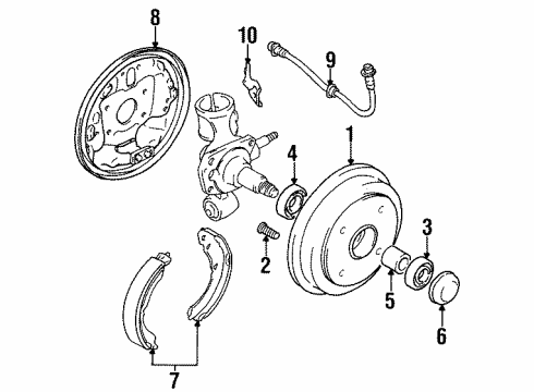 2000 Chevy Metro Bolt,Rear Wheel Hub Diagram for 96062532