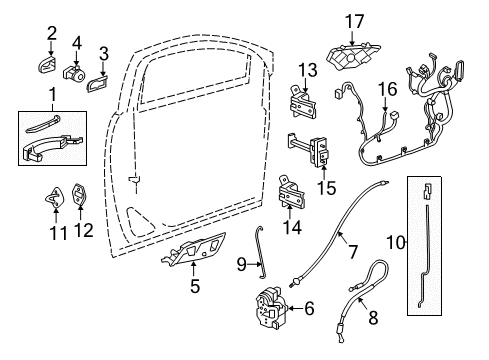 2019 Buick Envision Knob Assembly, Front Side Door Locking Rod *Chrome Diagram for 22863609