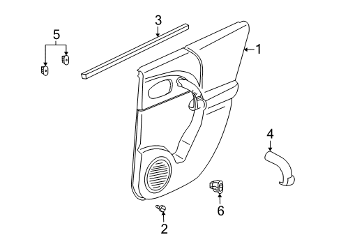 2007 Saturn Vue Interior Trim - Rear Door Diagram