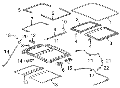 2018 Cadillac CT6 Motor Assembly, Sun Roof Sunshade (W/ Control Module) Diagram for 84272426