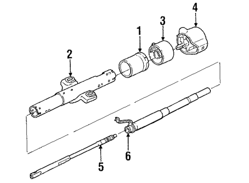 1985 Cadillac Fleetwood Steering Column Housing & Components, Shaft & Internal Components, Shroud, Switches & Levers Diagram