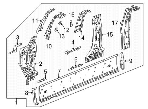 2022 GMC Hummer EV Pickup Center Pillar & Rocker Diagram