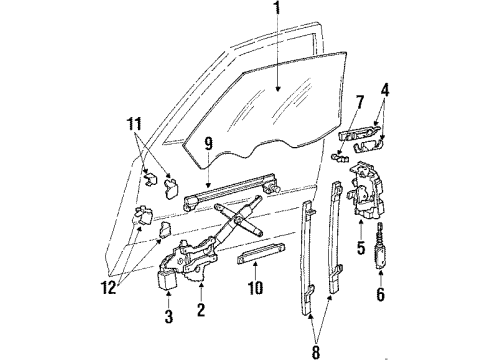 1985 Oldsmobile Toronado Glass - Door Diagram